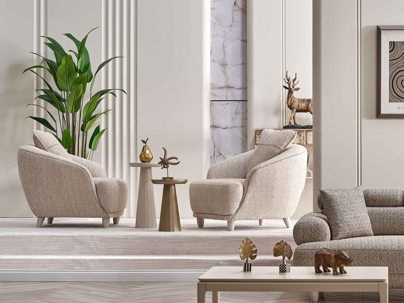 Tetra San 4-pieces (2 Sofa & 2 Chair) Livingroom in Brown - Cream - 200-SAN-TET-BRO-CRE-3311