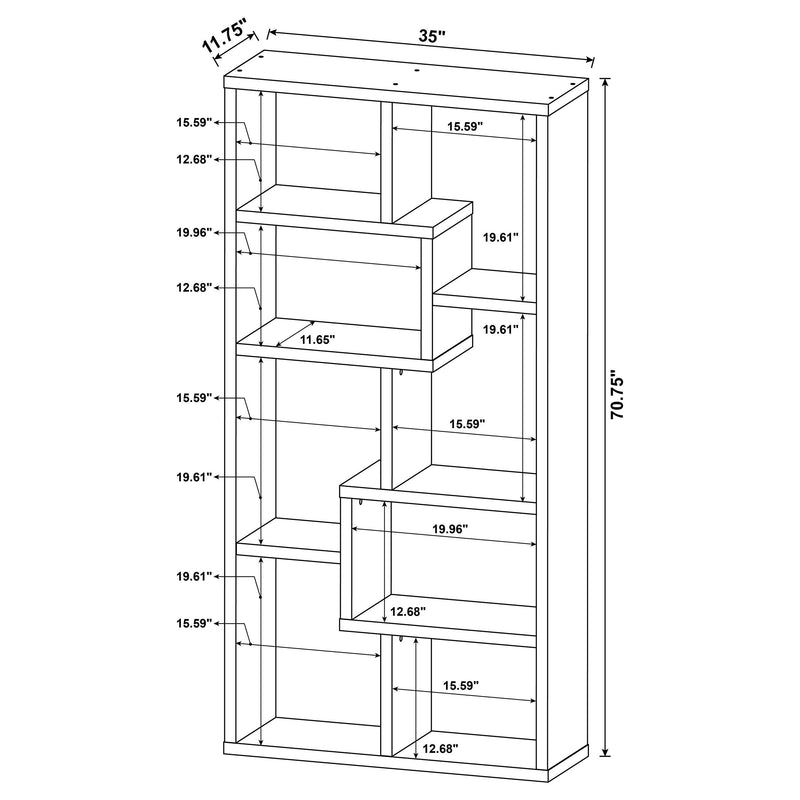 Theo 71-inch 6-shelf Bookshelf Cappuccino - 800264