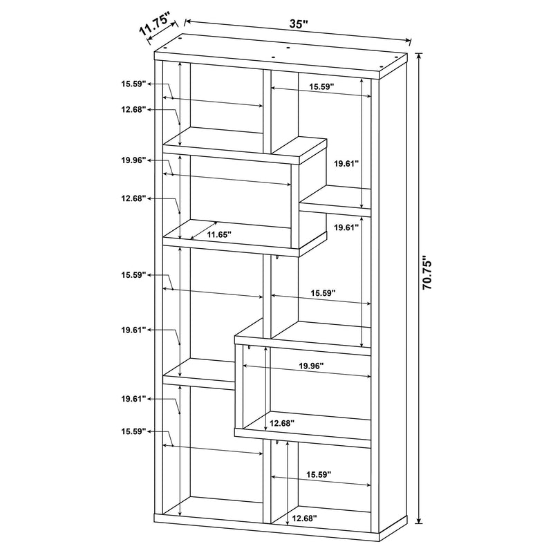 Theo 71-inch 6-shelf Bookshelf Mango - 800515