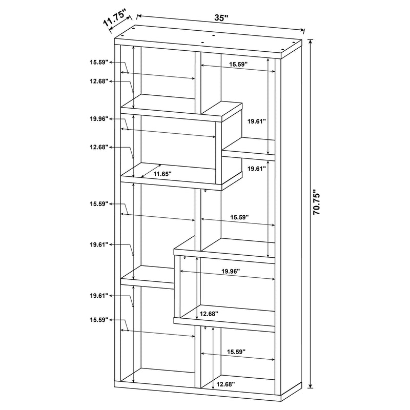 Theo 71-inch 6-shelf Bookshelf Weathered Grey - 800510