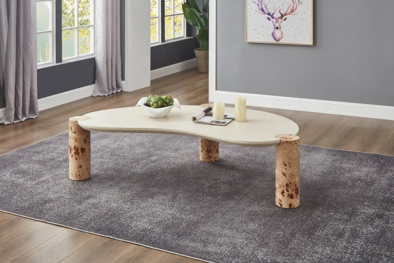 Thor Resin Top And Burl Veneer Base Coffee Table in Natural - 99036-CT