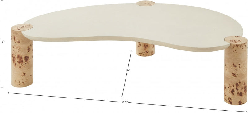 Thor Resin Top And Burl Veneer Base Coffee Table in Natural - 99036-CT