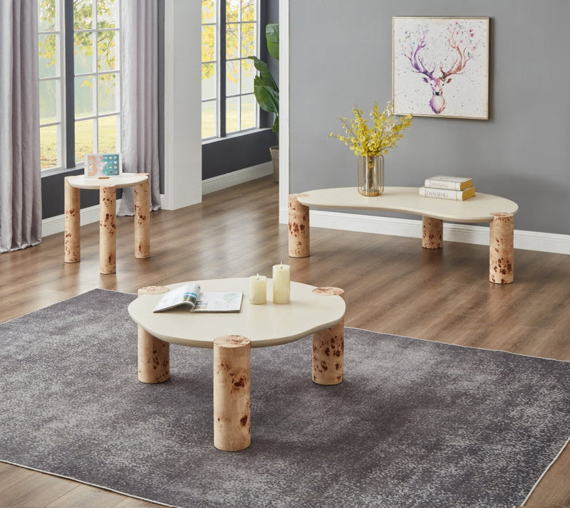 Thor Resin Top And Burl Veneer Base Coffee Table in Natural - 99036-CT