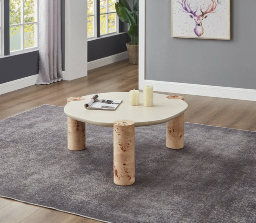 Thor Resin Top And Burl Veneer Base Coffee Table in Natural - 99037-CT