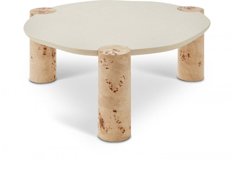 Thor Resin Top And Burl Veneer Base Coffee Table in Natural - 99037-CT