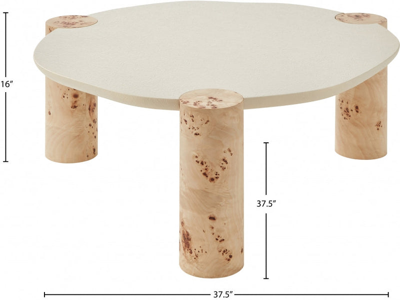 Thor Resin Top And Burl Veneer Base Coffee Table in Natural - 99037-CT
