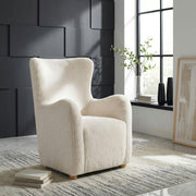 Thornton Faux Fur Upholstered Wingback Lounge Accent Chair Ivory - 903175