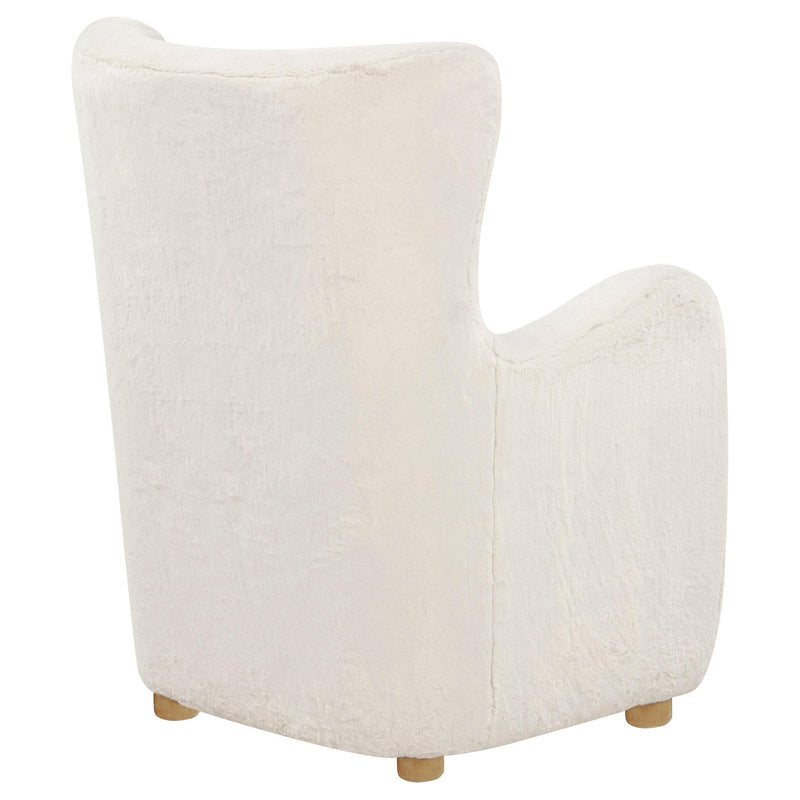 Thornton Faux Fur Upholstered Wingback Lounge Accent Chair Ivory - 903175
