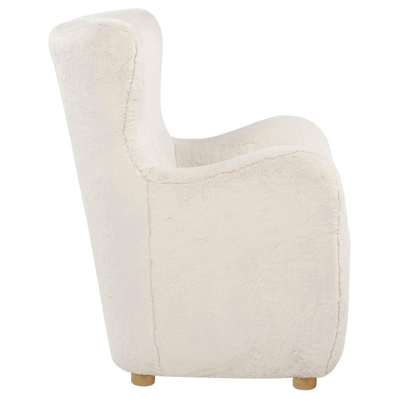 Thornton Faux Fur Upholstered Wingback Lounge Accent Chair Ivory - 903175