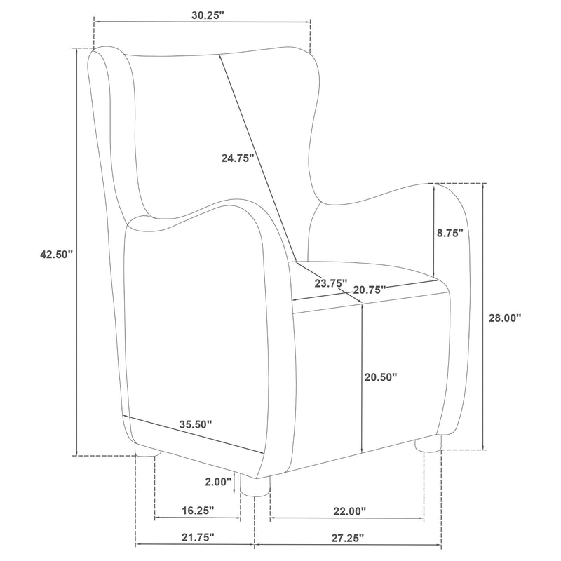 Thornton Velvet Upholstered Wingback Lounge Accent Chair Cognac - 903176