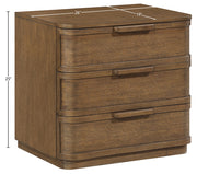 Tiberio 26" Oak Veneer And Solid Wood Nightstand in Brown - TiberioBrown-NS
