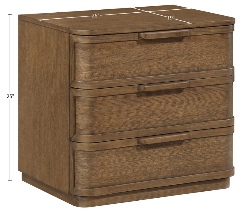 Tiberio 26" Oak Veneer And Solid Wood Nightstand in Brown - TiberioBrown-NS
