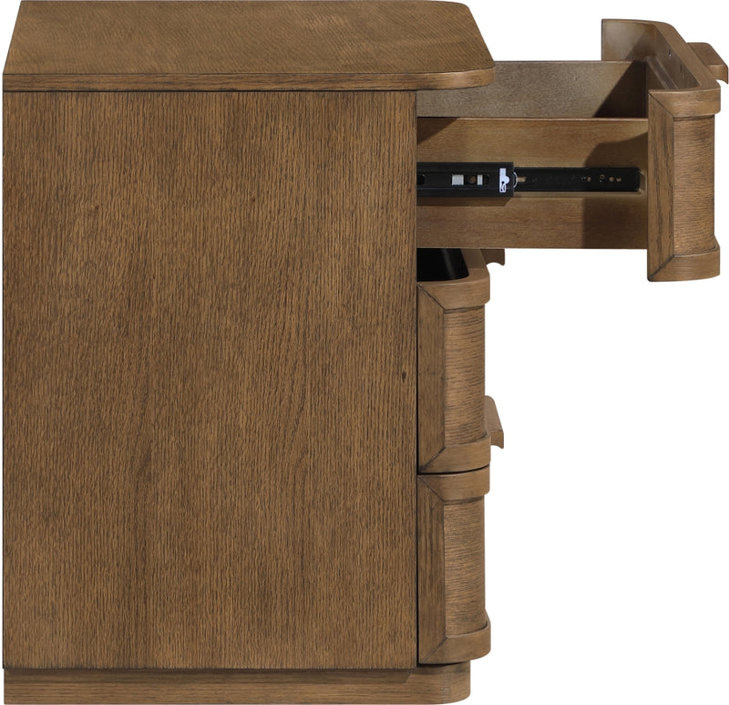 Tiberio 26" Oak Veneer And Solid Wood Nightstand in Brown - TiberioBrown-NS