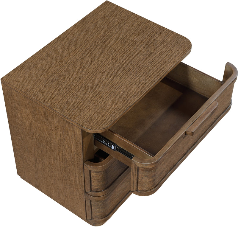 Tiberio 26" Oak Veneer And Solid Wood Nightstand in Brown - TiberioBrown-NS