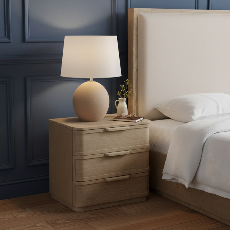Tiberio 26" Oak Veneer And Solid Wood Nightstand in Natural - TiberioNatural-NS