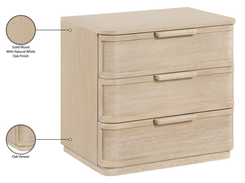 Tiberio 26" Oak Veneer And Solid Wood Nightstand in Natural - TiberioNatural-NS