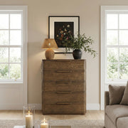 Tiberio Oak Veneer And Solid Wood Chest in Brown - TiberioBrown-CH