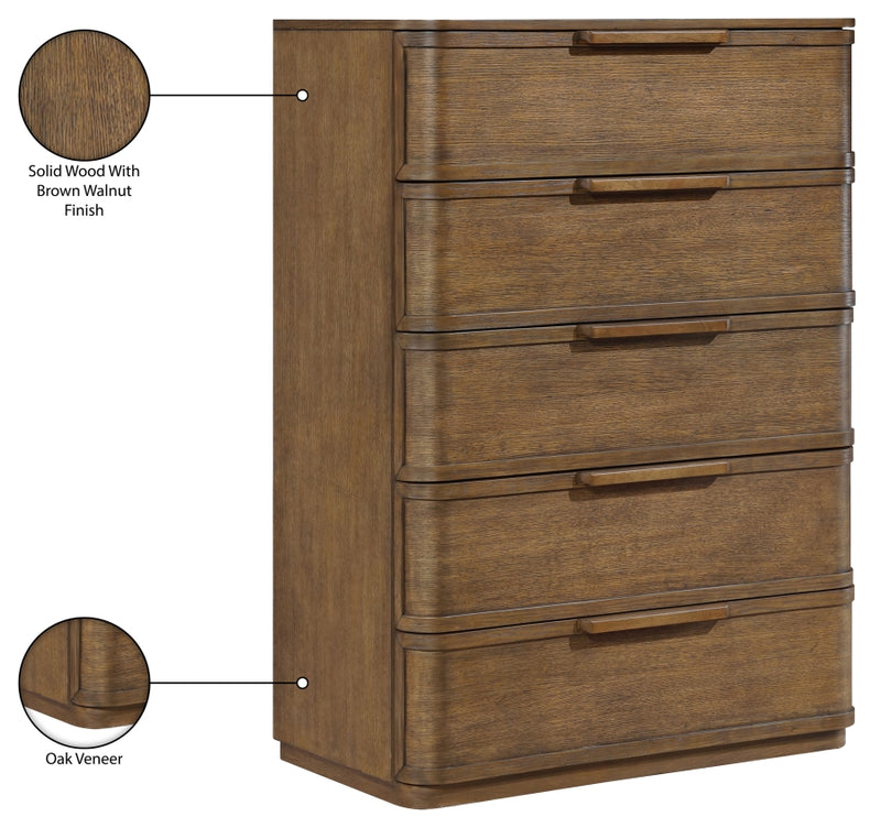 Tiberio Oak Veneer And Solid Wood Chest in Brown - TiberioBrown-CH