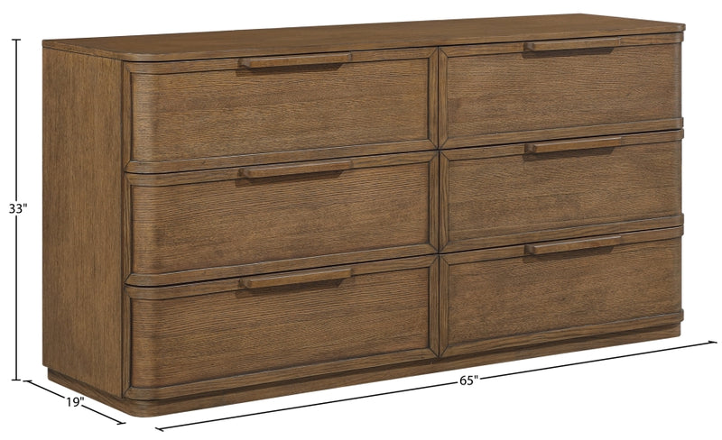 Tiberio Oak Veneer And Solid Wood Dresser in Brown - TiberioBrown-D