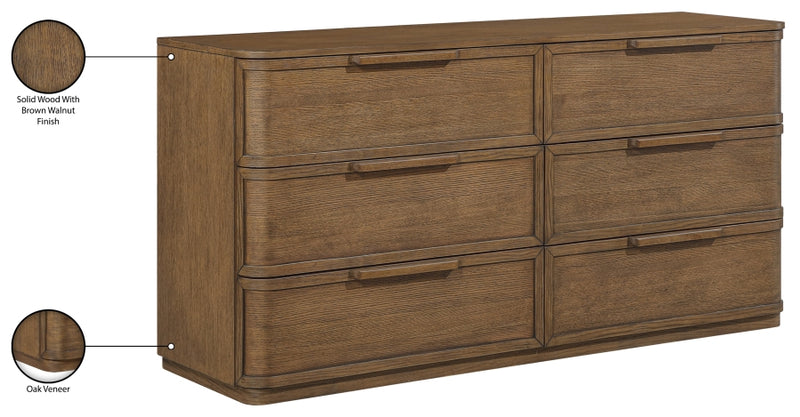Tiberio Oak Veneer And Solid Wood Dresser in Brown - TiberioBrown-D