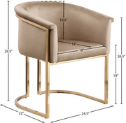 Tierra Velvet Upholstered Dining Chair in Beige - 758Beige-C