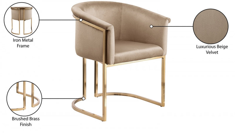 Tierra Velvet Upholstered Dining Chair in Beige - 758Beige-C
