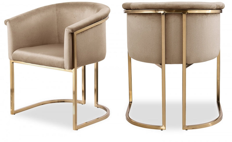 Tierra Velvet Upholstered Dining Chair in Beige - 758Beige-C