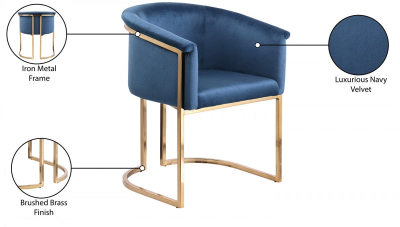 Tierra Velvet Upholstered Dining Chair in Blue - 758Navy-C