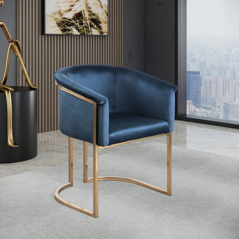 Tierra Velvet Upholstered Dining Chair in Blue - 758Navy-C