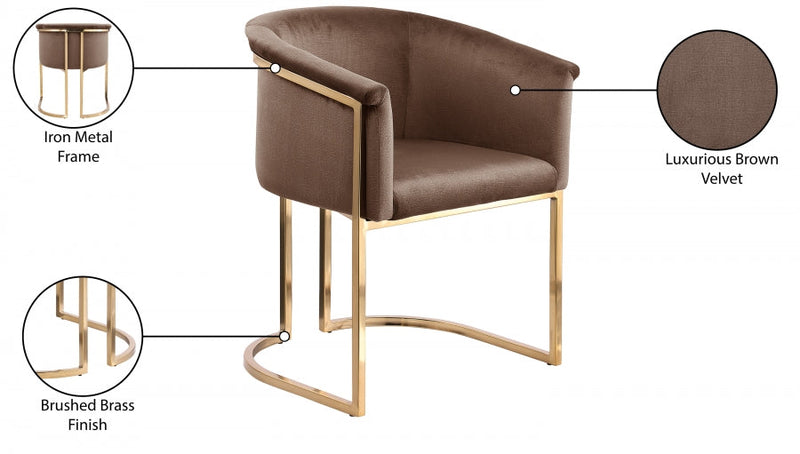 Tierra Velvet Upholstered Dining Chair in Brown - 758Brown-C