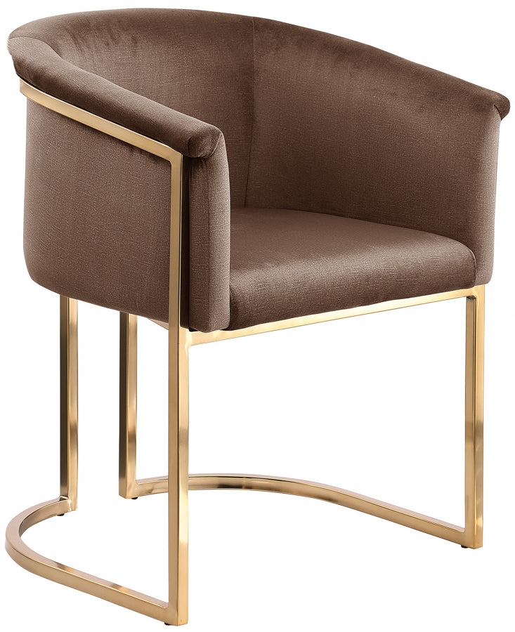 Tierra Velvet Upholstered Dining Chair in Brown - 758Brown-C