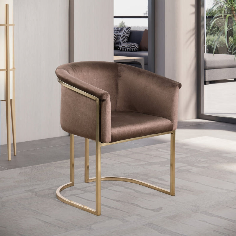 Tierra Velvet Upholstered Dining Chair in Brown - 758Brown-C