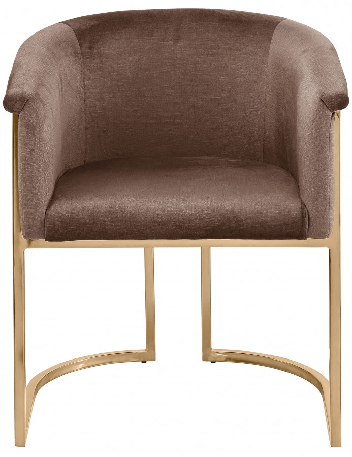 Tierra Velvet Upholstered Dining Chair in Brown - 758Brown-C