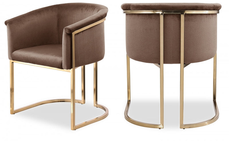 Tierra Velvet Upholstered Dining Chair in Brown - 758Brown-C