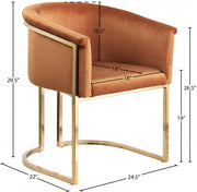 Tierra Velvet Upholstered Dining Chair in Cognac - 758Cognac-C