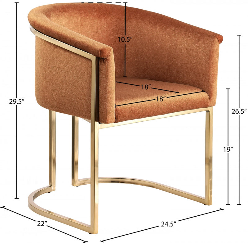 Tierra Velvet Upholstered Dining Chair in Cognac - 758Cognac-C