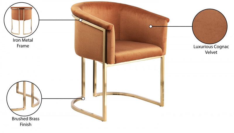 Tierra Velvet Upholstered Dining Chair in Cognac - 758Cognac-C