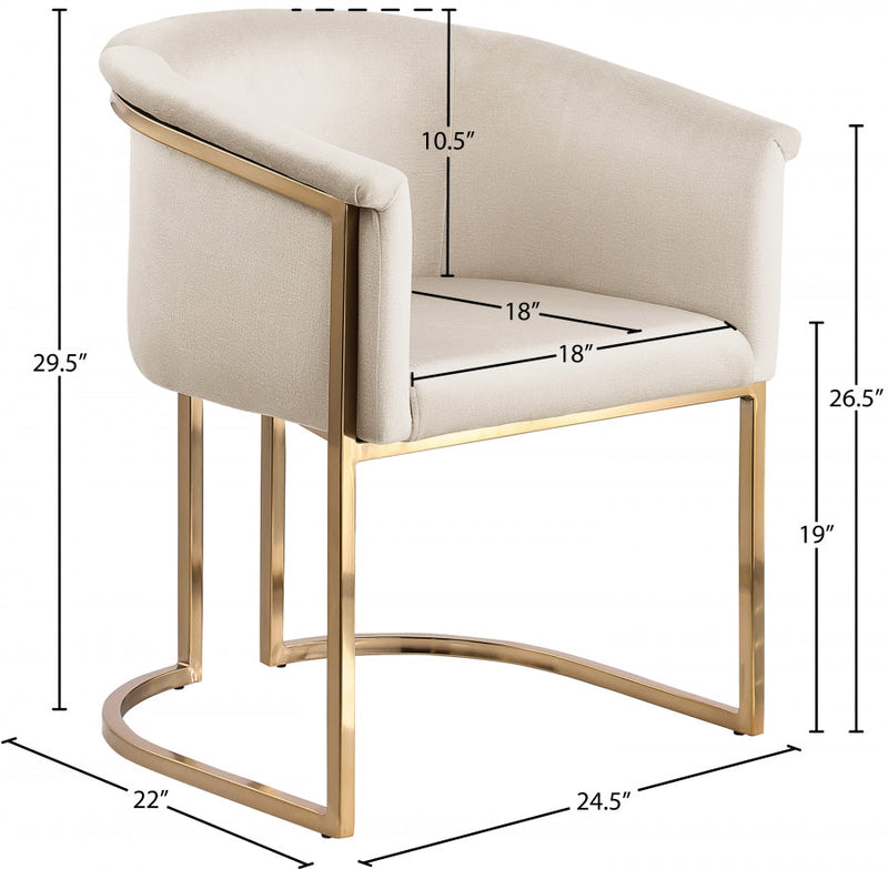 Tierra Velvet Upholstered Dining Chair in Cream - 758Cream-C