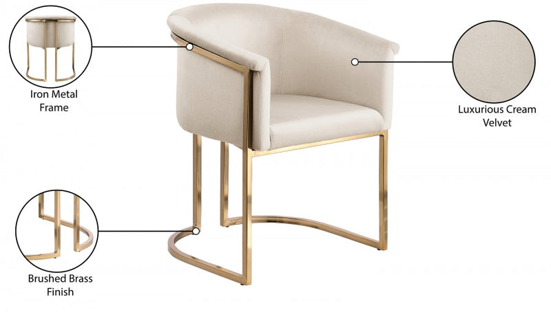 Tierra Velvet Upholstered Dining Chair in Cream - 758Cream-C