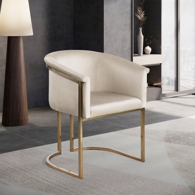 Tierra Velvet Upholstered Dining Chair in Cream - 758Cream-C