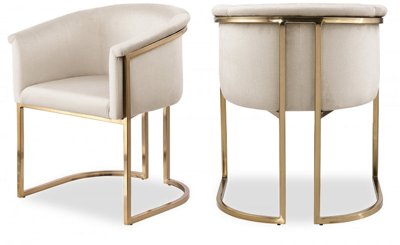 Tierra Velvet Upholstered Dining Chair in Cream - 758Cream-C