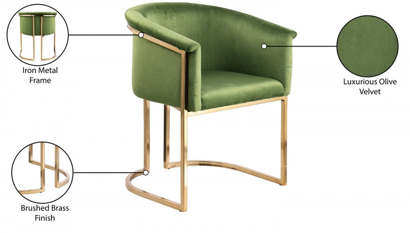 Tierra Velvet Upholstered Dining Chair in Olive - 758Olive-C