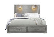 Tiffany Silver King Bed With Lamps - Gate FurnitureKing Bed