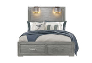 Tiffany Silver Queen Bed With Lamps - Gate FurnitureQueen Bed