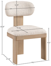 Timbra Linen Textured Fabric Upholstered Dining Chair in Beige, Set of 2 - 11081Beige-C