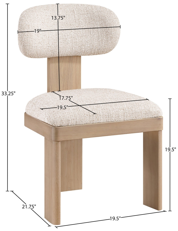 Timbra Linen Textured Fabric Upholstered Dining Chair in Beige, Set of 2 - 11081Beige-C