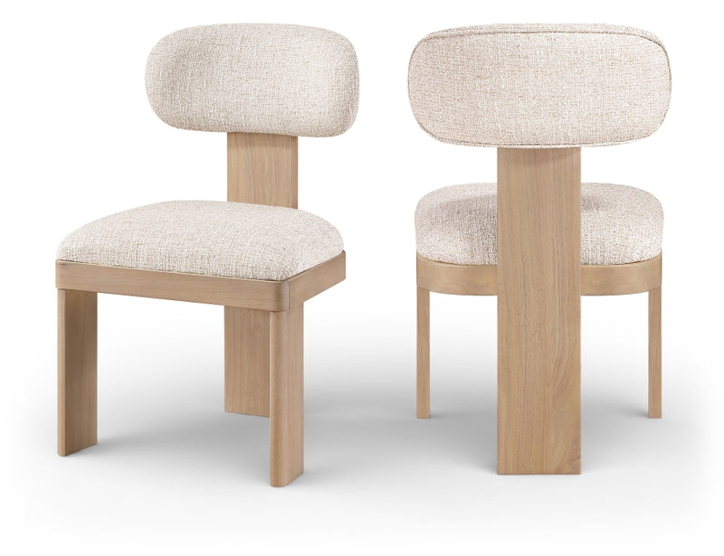 Timbra Linen Textured Fabric Upholstered Dining Chair in Beige, Set of 2 - 11081Beige-C