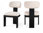 Timbra Linen Textured Fabric Upholstered Dining Chair in Beige, Set of 2 - 11082Beige-C
