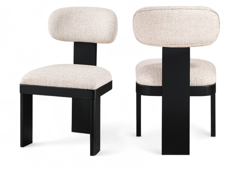 Timbra Linen Textured Fabric Upholstered Dining Chair in Beige, Set of 2 - 11082Beige-C