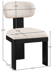 Timbra Linen Textured Fabric Upholstered Dining Chair in Beige, Set of 2 - 11082Beige-C